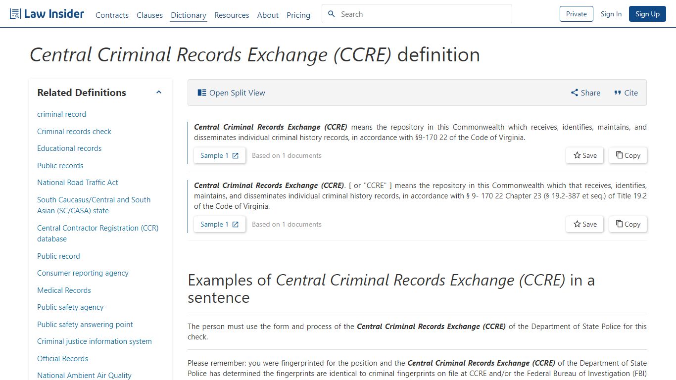 Central Criminal Records Exchange (CCRE) Definition | Law ...